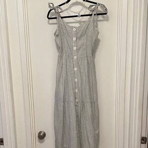Dress Urban Outfitters Gray Striped Midi Sun Dress